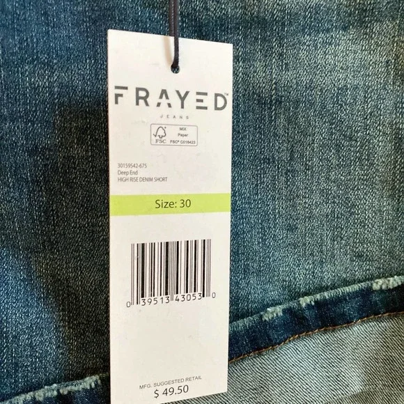 NWT FRAYED Deep End High Rise Denim Short, size 30 - Picture 6 of 9